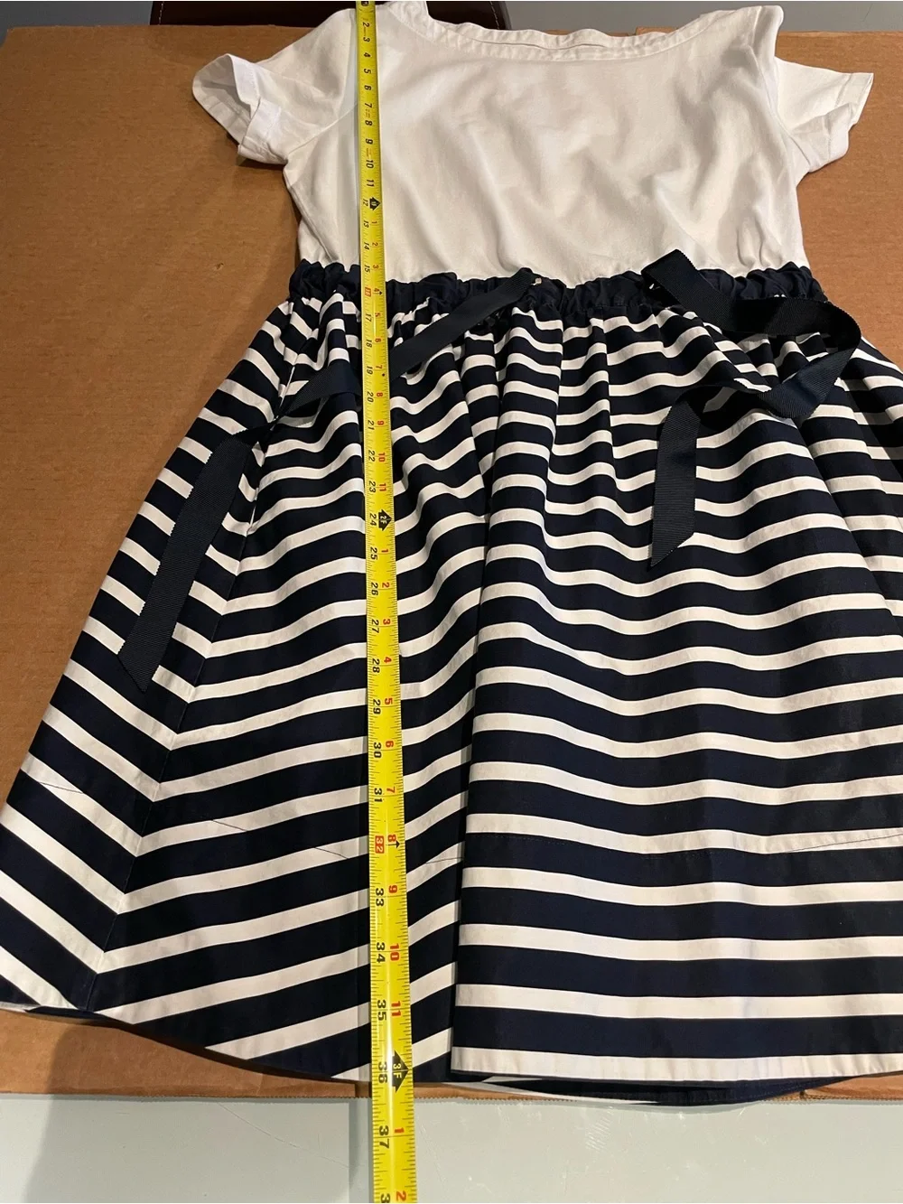 kate spade White & Navy Striped Casual Dress size L